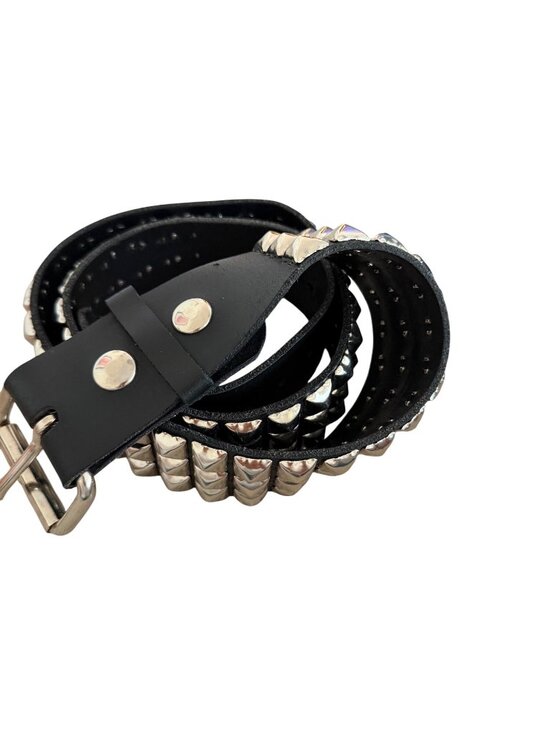 Funk Plus Unisex Pyramid Metal Studded Belt Size Large Black Leather Bold Punk